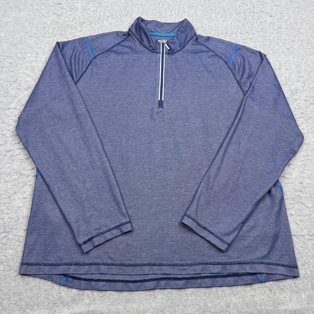 Tommy Bahama Half Zip Mens XXL Blue Lightweight Double Eagle Pullover Sweatshirt